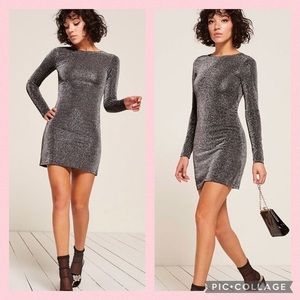Reformation Radford Sparkly Silver Dress. Worn once.
